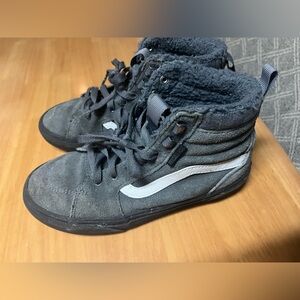 Vans High Top Sneaker - Kids Grey Size 3. Worn, good condition.